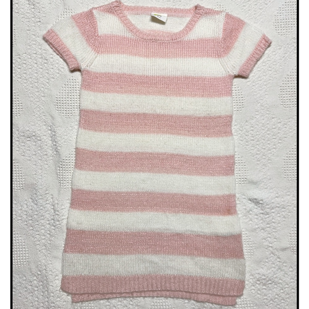 Crazy 8 Pink and White Knit Top Kids Size 8